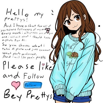 manga teen girl  in a sweater and baggy pants