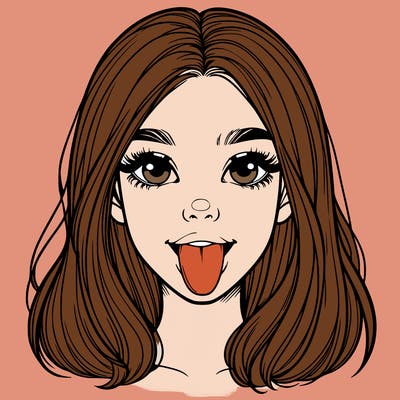realistic girl with her tongue out