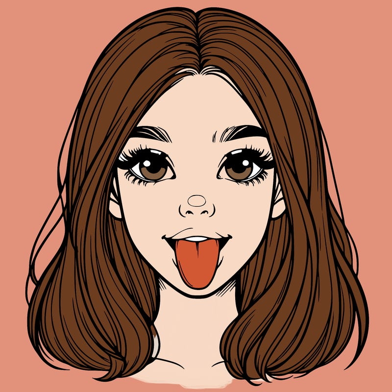 realistic girl with her tongue out