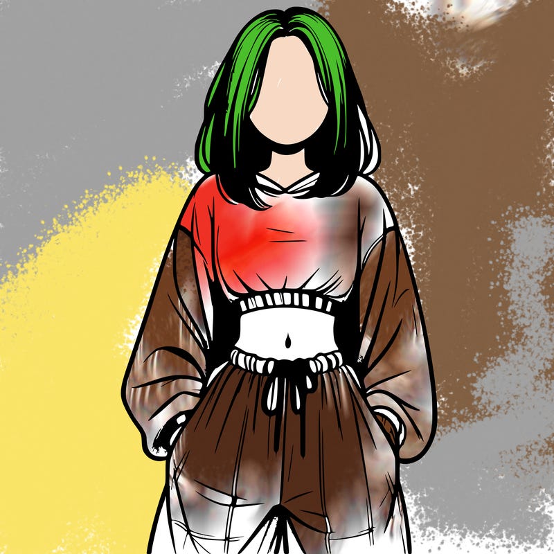 realistic girl faceless with baggy pants and a crop top