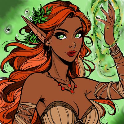 realistic elven woman glow magic wild chaos