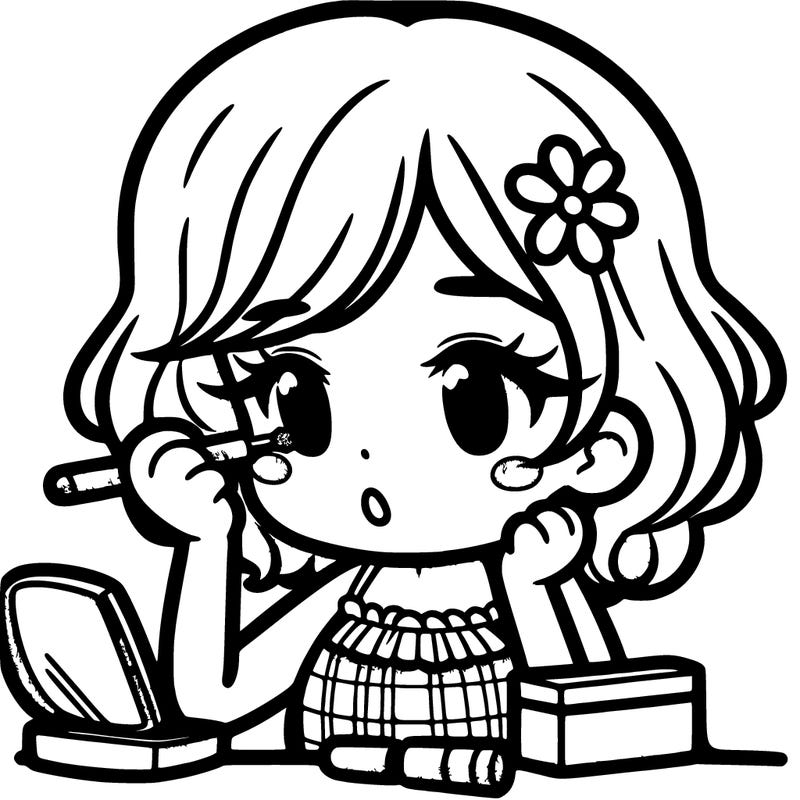 girl trying to put on make up