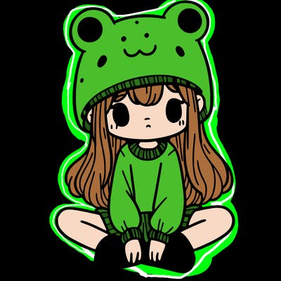 a girl wearing a frog hat and some frog socks