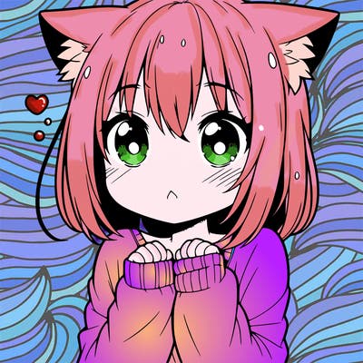 shy anime catgirl
