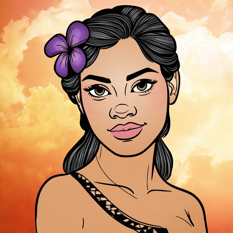 a realistic polynesian woman with a samoan pacific look and a taupou