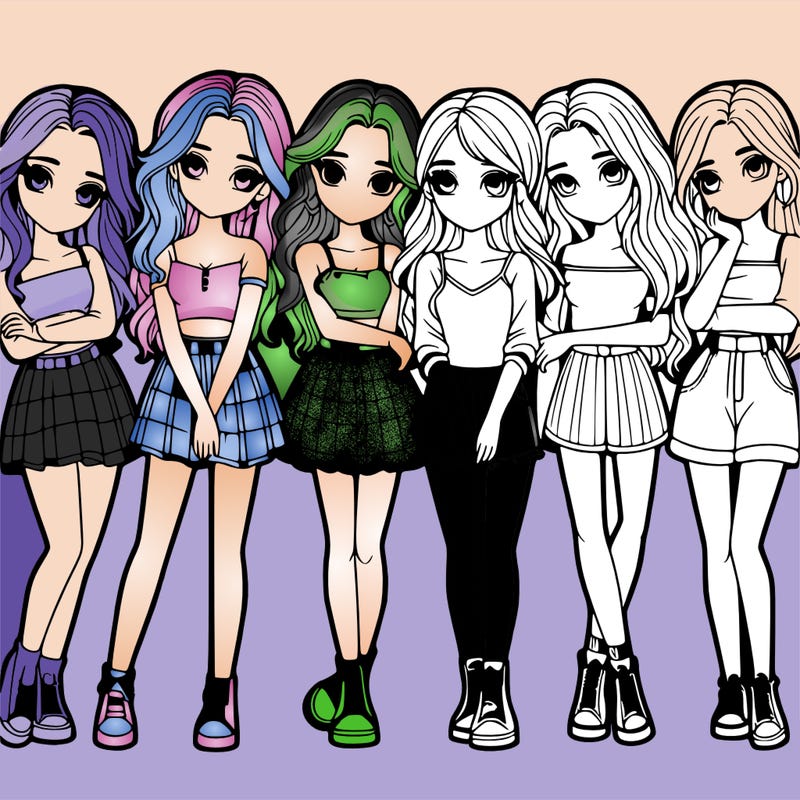 a group of girls realistic