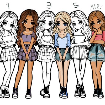 a group of girls realistic