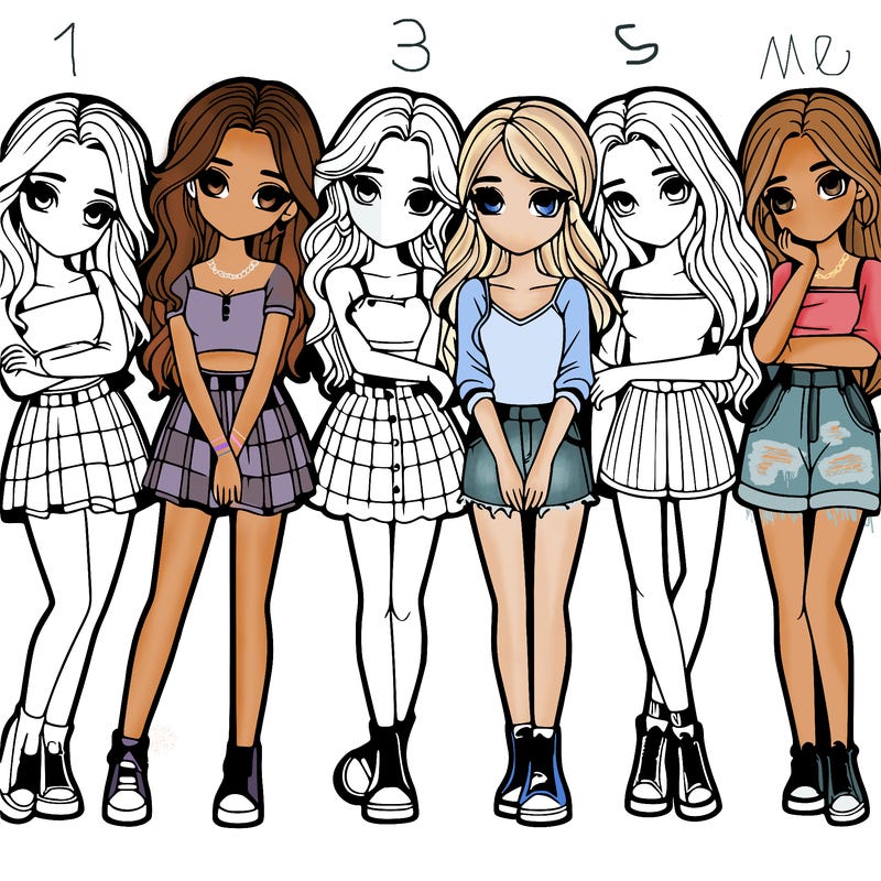 a group of girls realistic