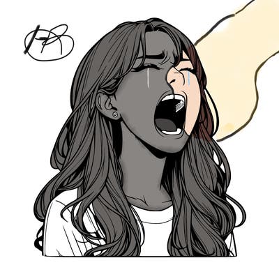 screaming realistic, girl