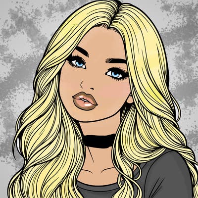 realistic girl with hair on her hair and lips