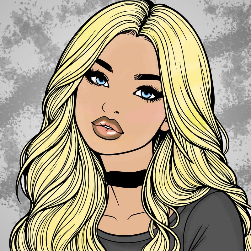 realistic girl with hair on her hair and lips