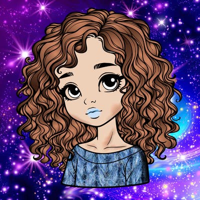 realistic girl with curly hair