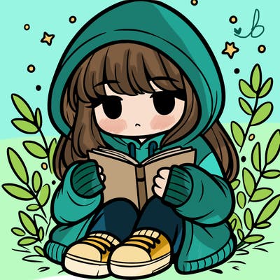girl in oversized hoodie reading a book