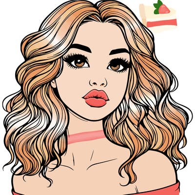 realistic girl with wavy hair and lips