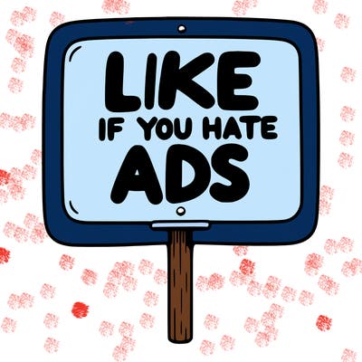 a sign that says like if you hate ads