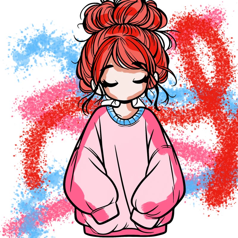 girl with baggy sweatshirt and messy bun