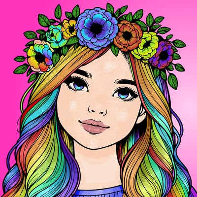 realistic girl with flower crown