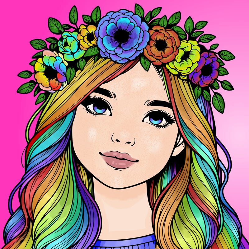 realistic girl with flower crown