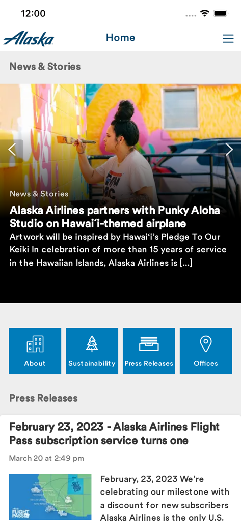 Team AAG app home screen displaying airline news stories and employee resources