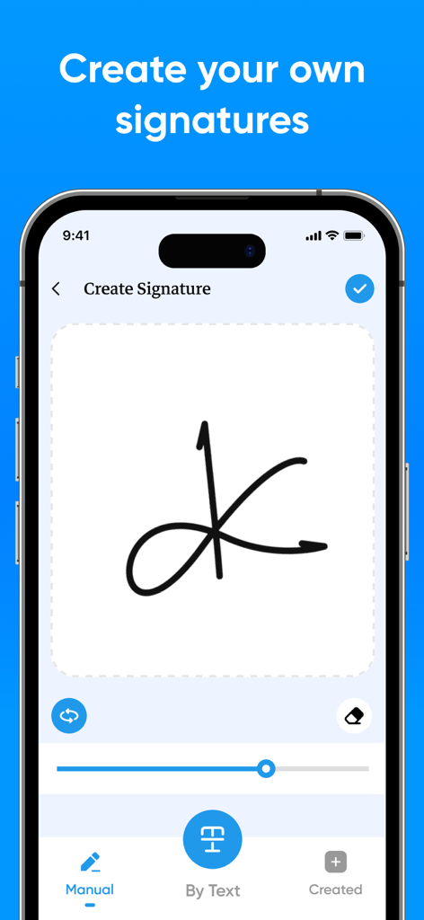 All Document Viewer - Open PDF - Interface for creating a manual handwritten signature in a document viewer app