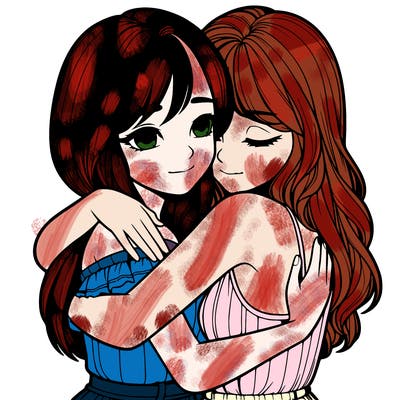 realistic girls hugging