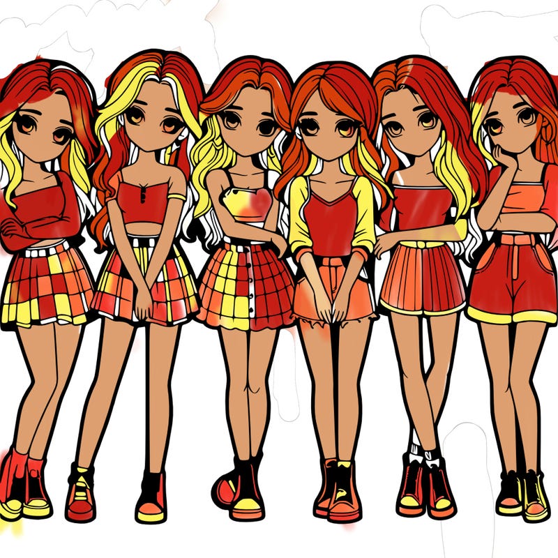 a group of girls realistic