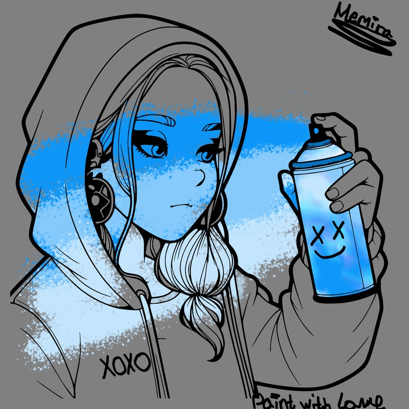 a realistic girl, spray painting