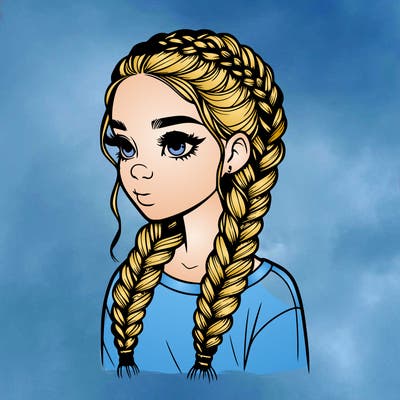 realistic girl with braids