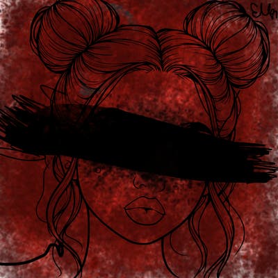 realistic girl with two buns on her hair and lips