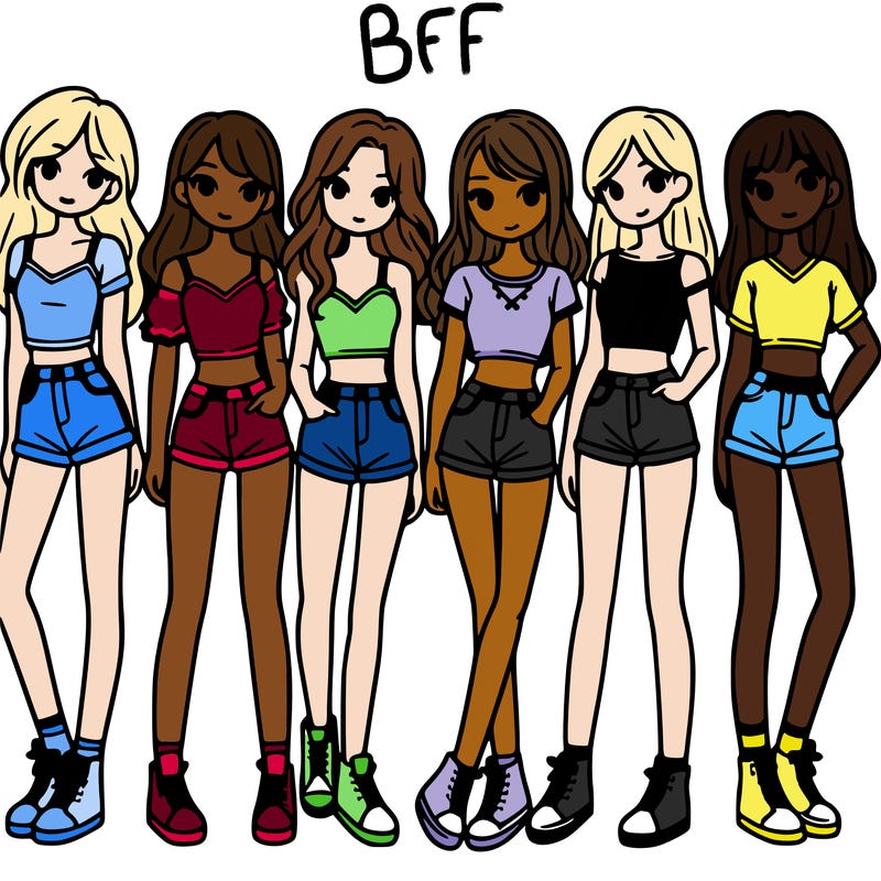 a group of girls wearing crop tops and shorts