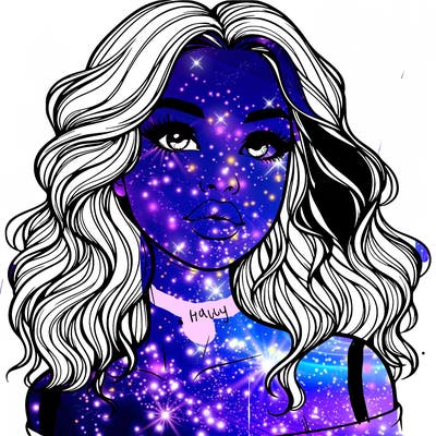 realistic girl with wavy hair and lips