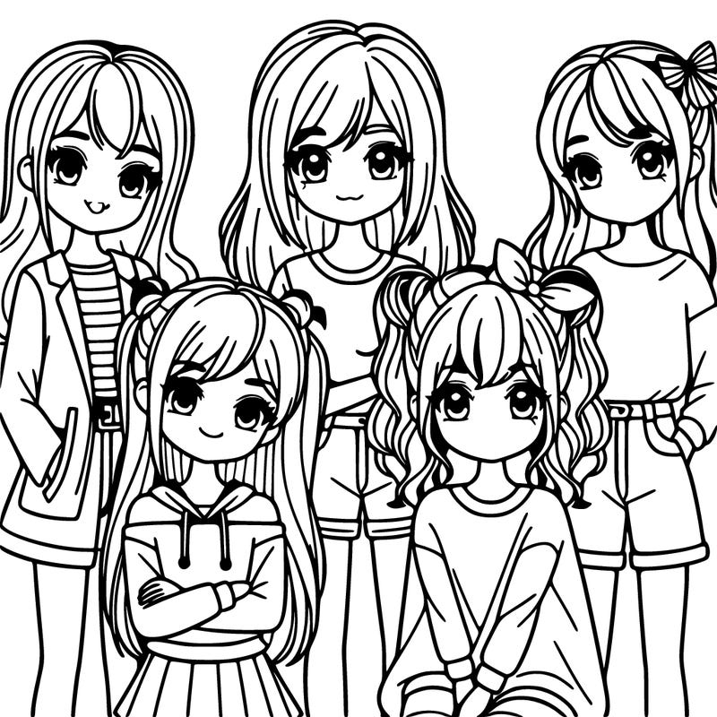 a group of five girls