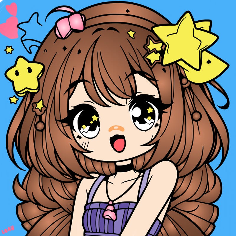 cute anime girl with star accessories