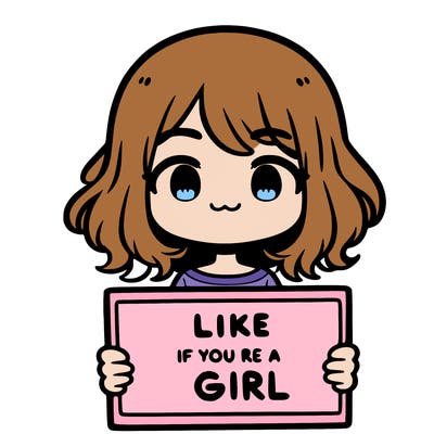 a cute girl holding a sign that says like if you’re a girl