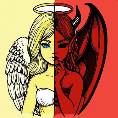 realistic angel half demon