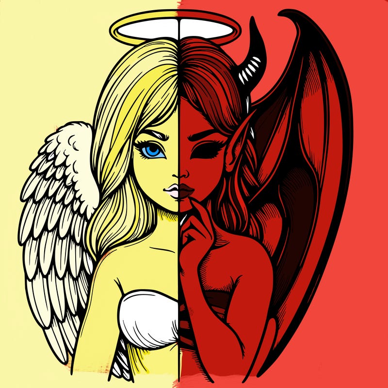 realistic angel half demon