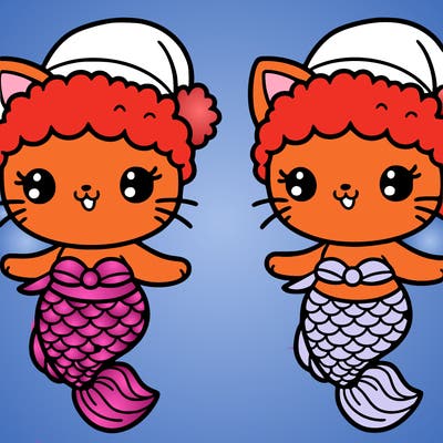 a cute kitty in a santa outfit with a mermaid tail