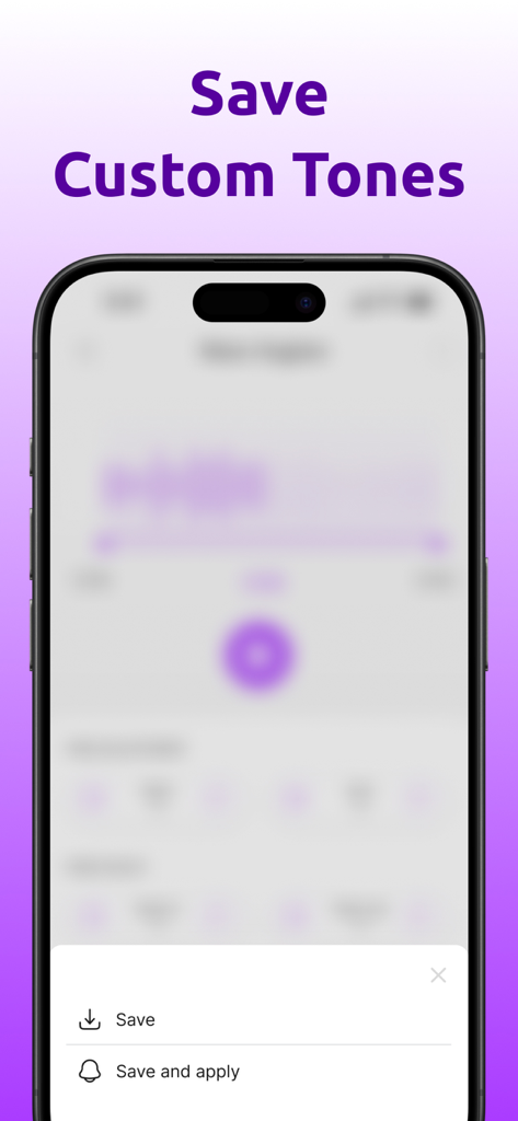 Ringtone Maker & Custom Tones - Mobile app screen showing options to save and apply a custom ringtone on iPhone