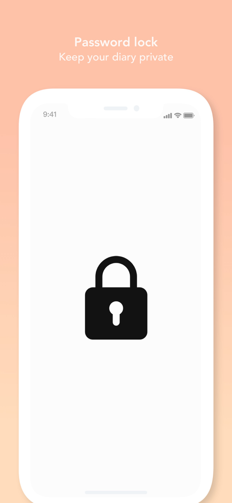 Morning! - Gratitude Journal - Passwort-Sperrbildschirm in der Morning-App mit einem schwarzen Vorhängeschloss-Symbol, um dein Tagebuch privat zu halten.
