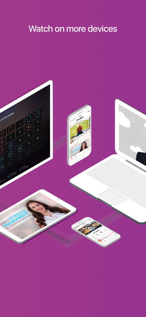 Grokker: Yoga, Fitness, Mind - Grokker yoga and fitness app shown on a laptop tablet and smartphones