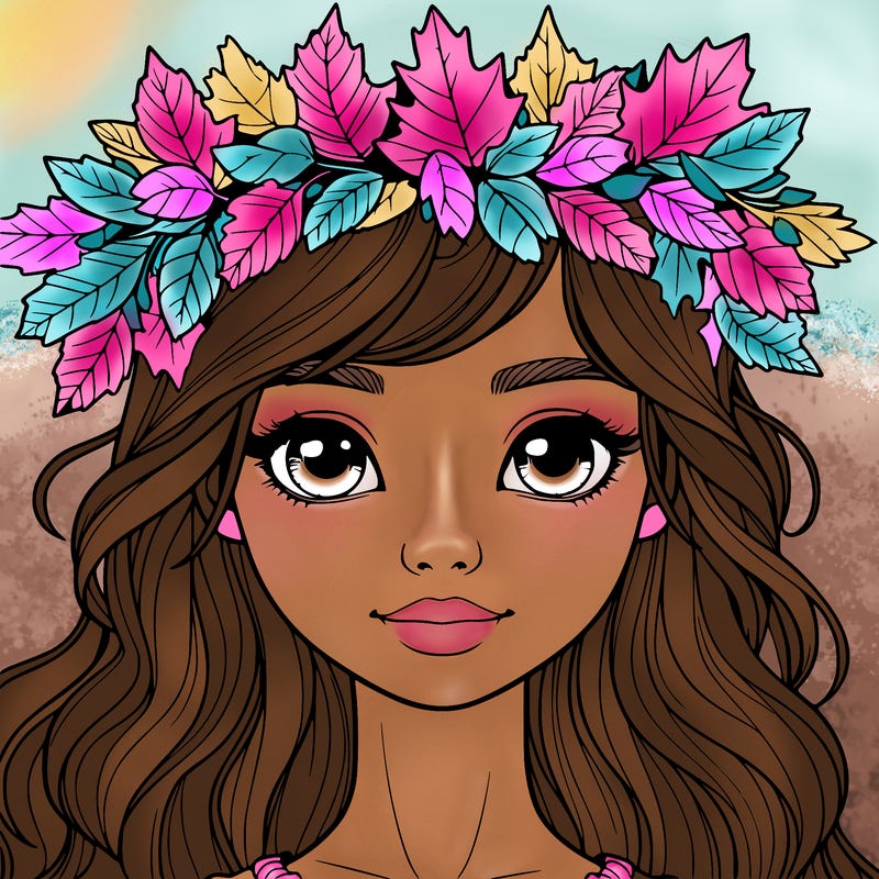 realistic girl with fall leaf crown