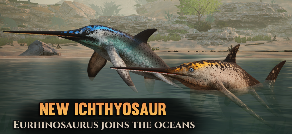 Path of Titans - Two Eurhinosaurus aquatic reptiles swimming in the ocean from Path of Titans