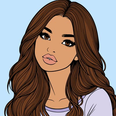realistic girl with hair on her hair and lips
