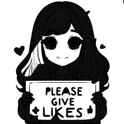realistic girl that is holding a sign that says please give likes