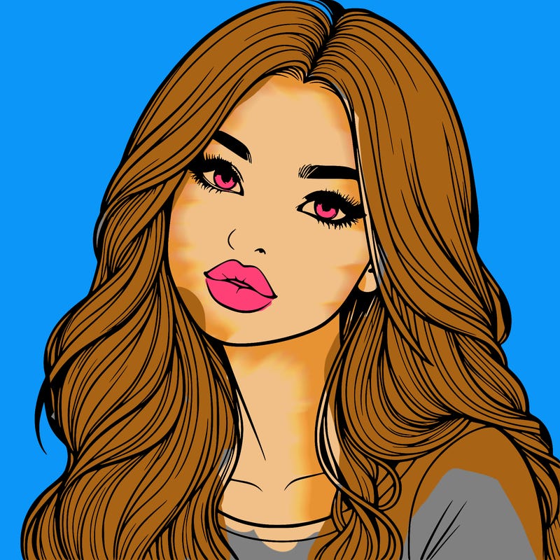 realistic girl with hair on her hair and lips