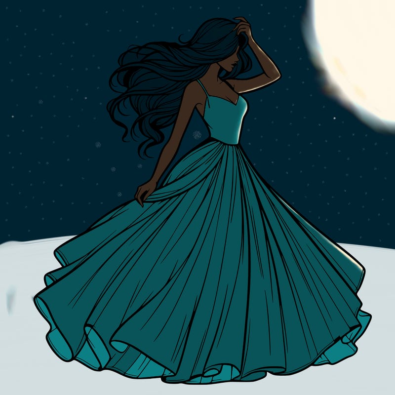 realistic woman with dress flowing in the wind