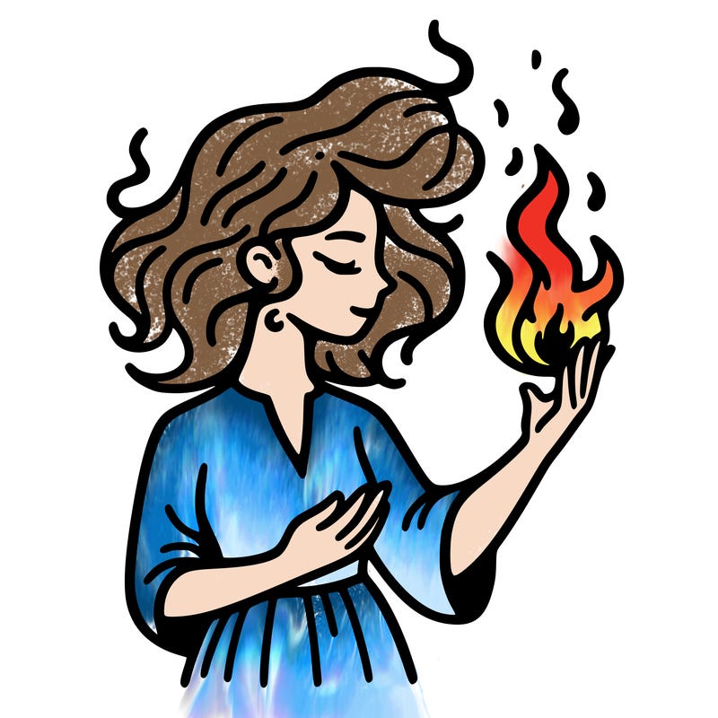 woman with fire