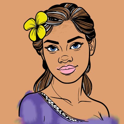 a realistic polynesian woman with a samoan pacific look and a taupou
