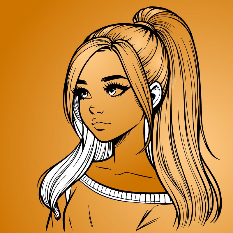 realistic girl with a high ponytail