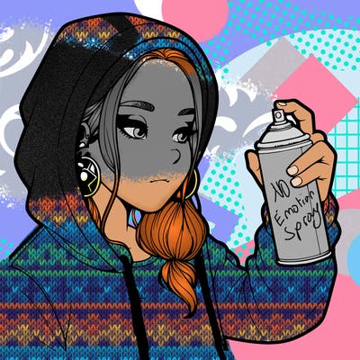 a realistic girl, spray painting